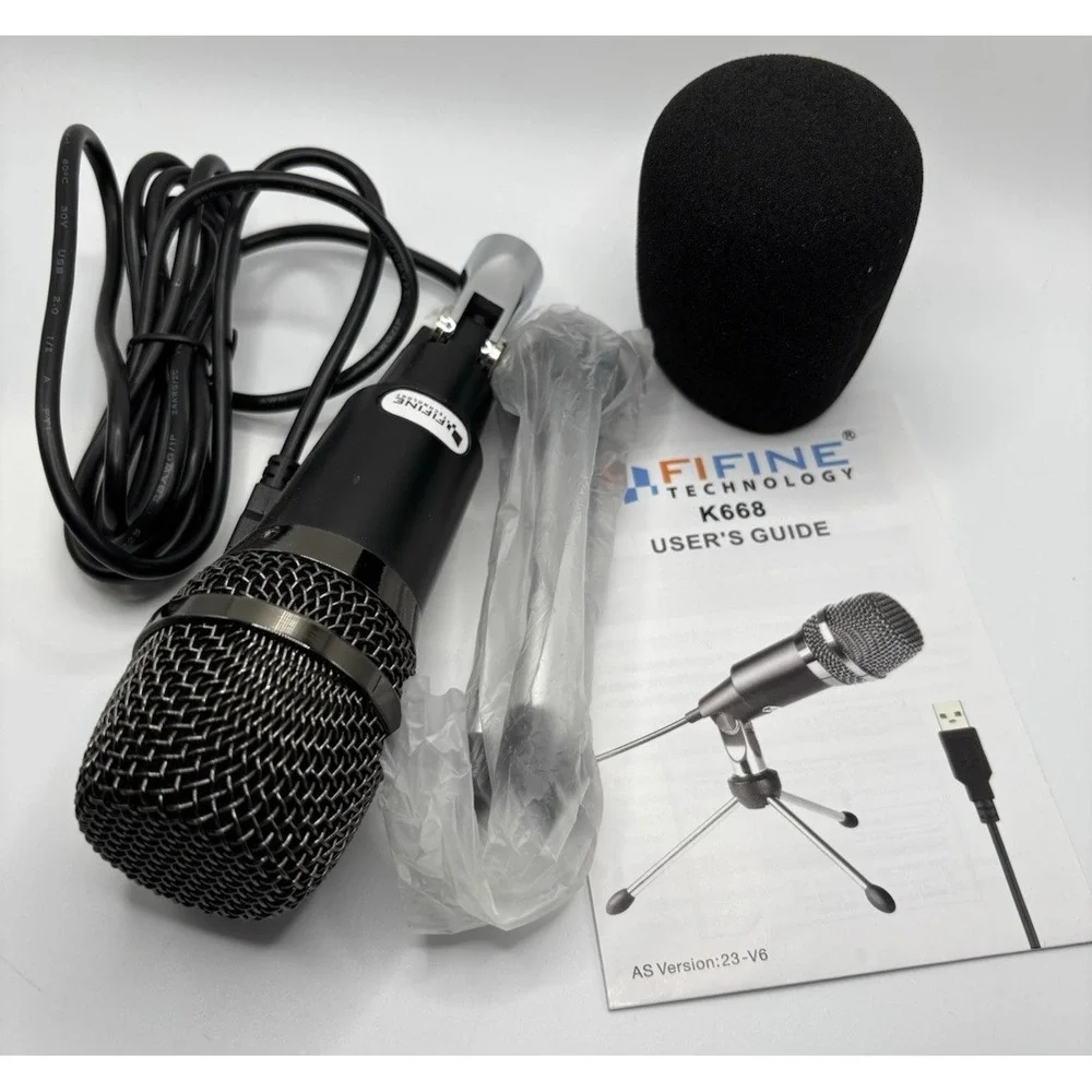 Fifine Plug & Play Home Studio‎ USB Condenser Microphone for Windows PC - K668